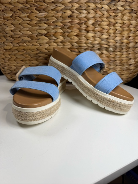 MIA Shoes - MIA Light Blue Double-Strap Platform Slide Sandals